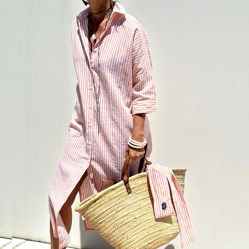 Sophia - Elegant striped shirt dress