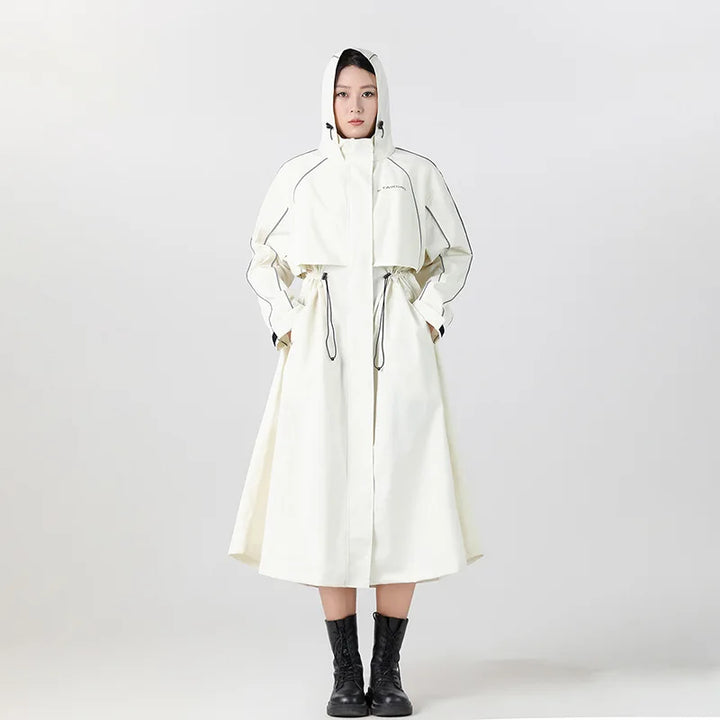 Women's Longline Hooded Cycling Rain Coat - Solvienne