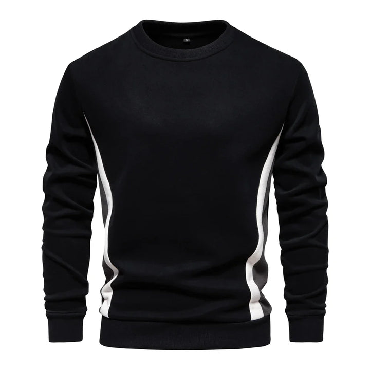 Men's colour block crew neck sweatshirt in black – Talon – front view