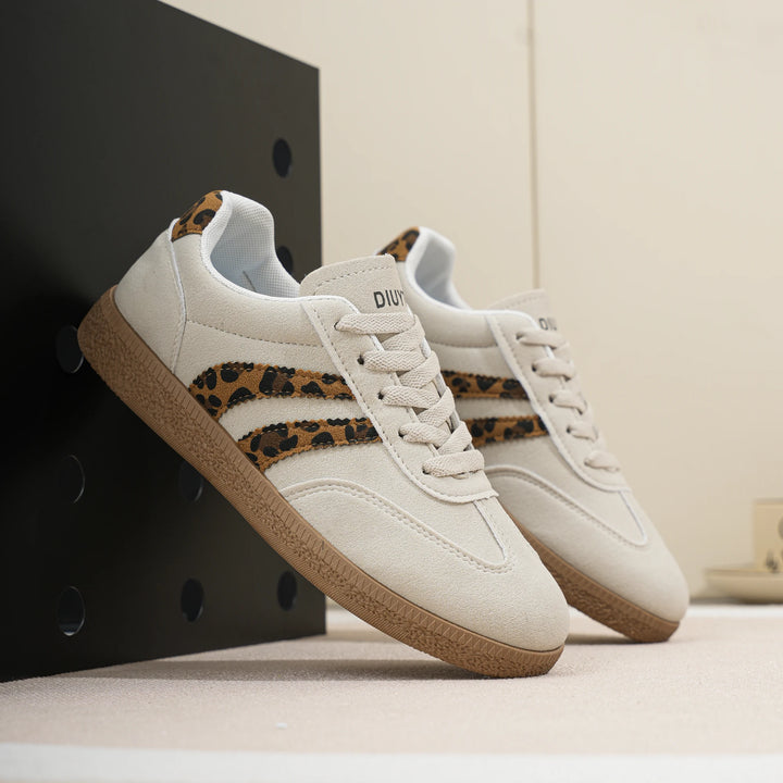 Women's Leopard Stripe Suede-Look Trainers – Harriet