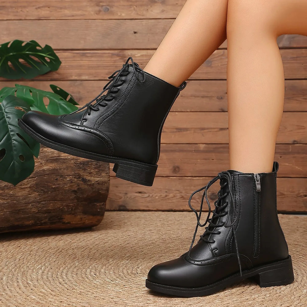 Women's Leather Lace-Up Ankle Boots – Norvienne