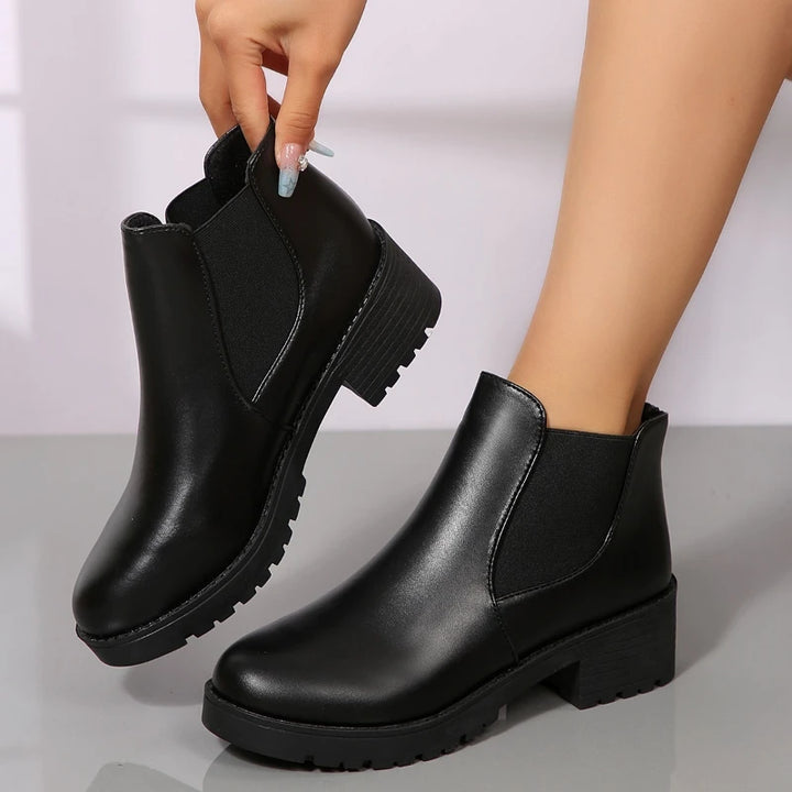 Women's Round Toe Heeled Ankle Boots – Quillane