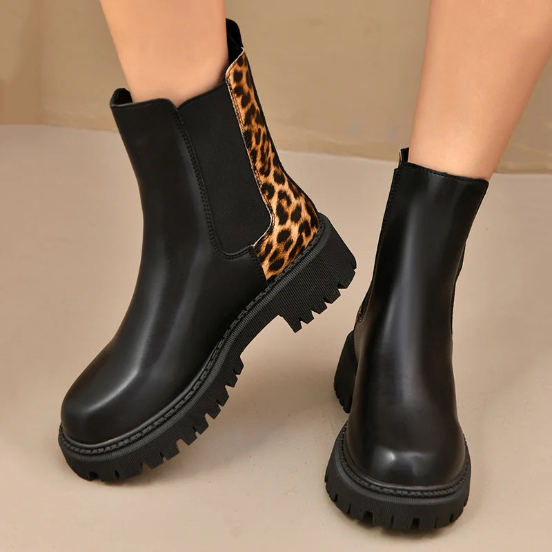 Women's Leopard Print Platform Chelsea Boots – Arabella