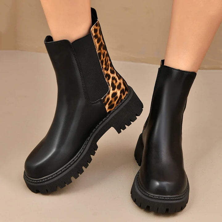 Women's Leopard Print Platform Chelsea Boots – Arabella