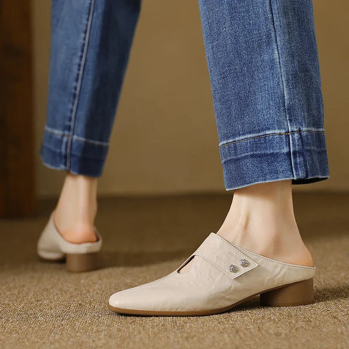Women's Leather Pointed Toe Mules – Olga