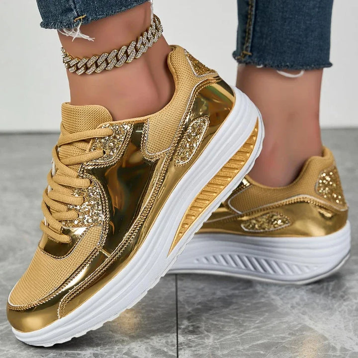Women's Metallic Gold Platform Sneakers – Aurelia