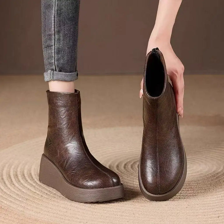 Women's Retro Leather Platform Boots – Emberlane