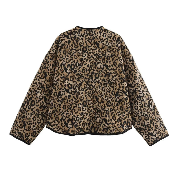 Women's leopard print quilted jacket Winona in Leopard – back view