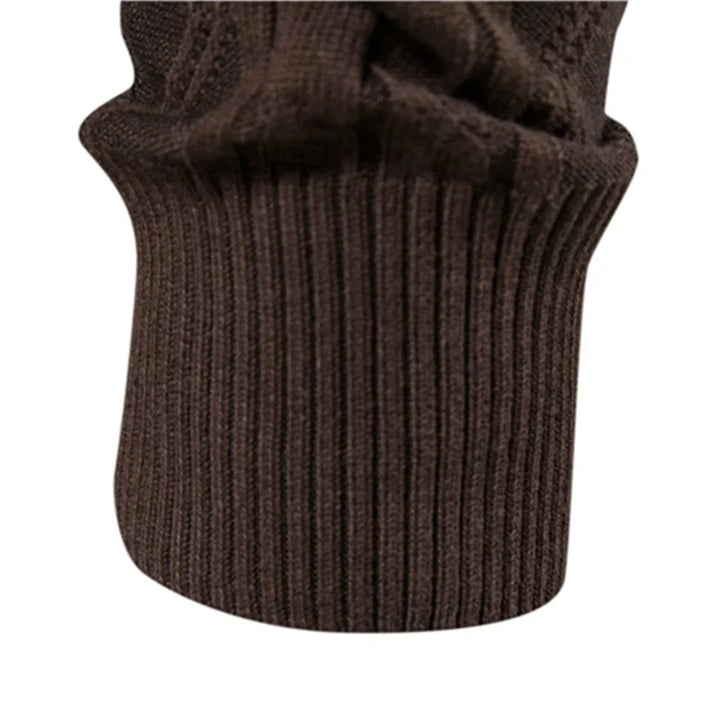 Men's shawl collar knit cardigan Ivor in Dark Brown – ribbed cuff detail