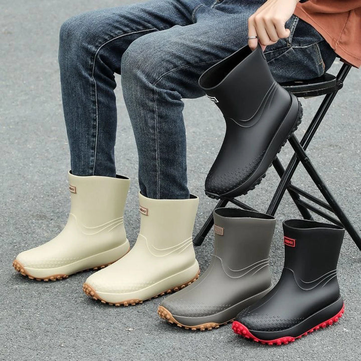 Men's Beige Waterproof Rubber Work Boots - Thornelle