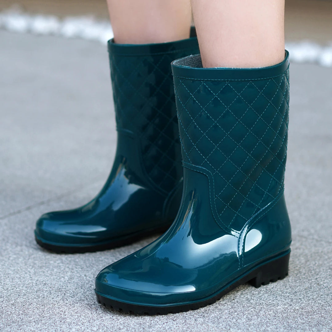 Women's Drawstring Rain Boots in Green - Havienne