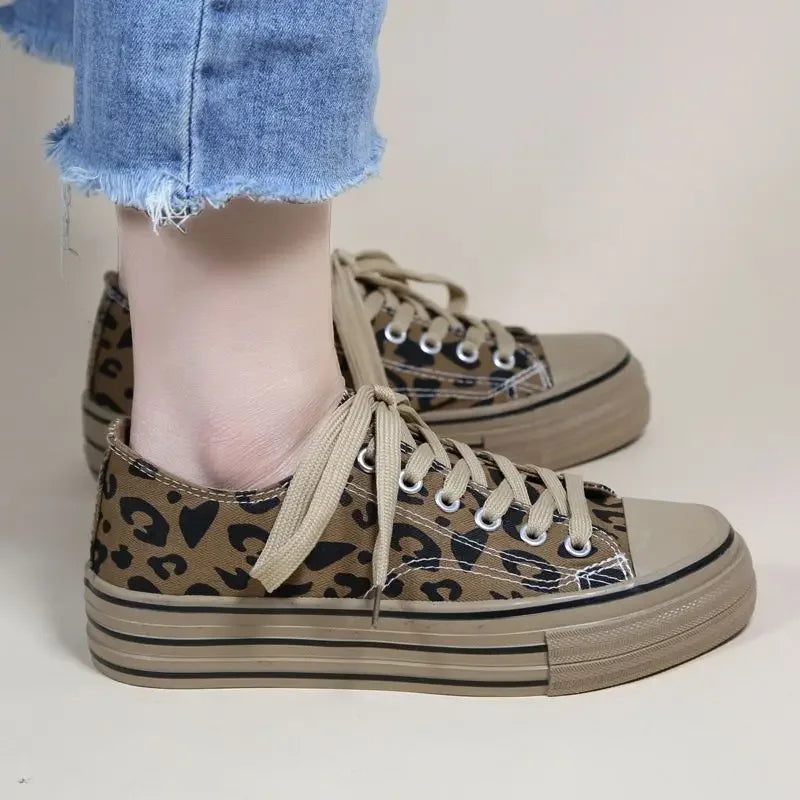 Women's Leopard Print Canvas Sneakers – Lavinia