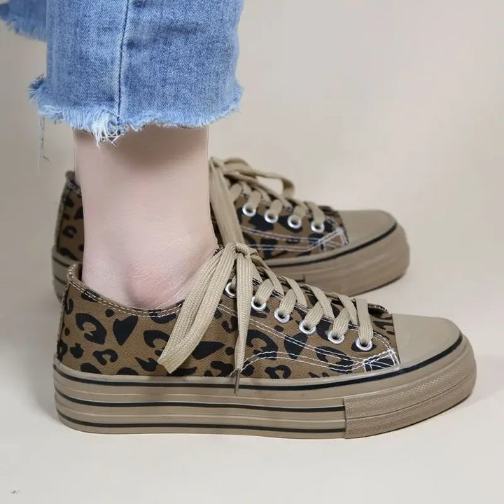 Women's Leopard Print Canvas Sneakers – Lavinia