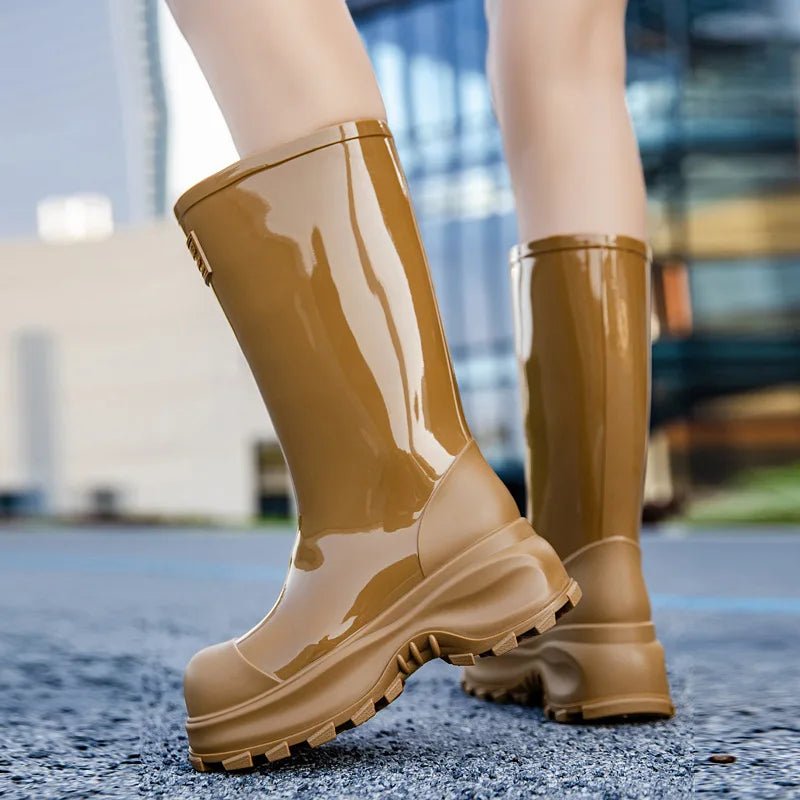 Women's Chunky Platform Rain Boots - Calienne
