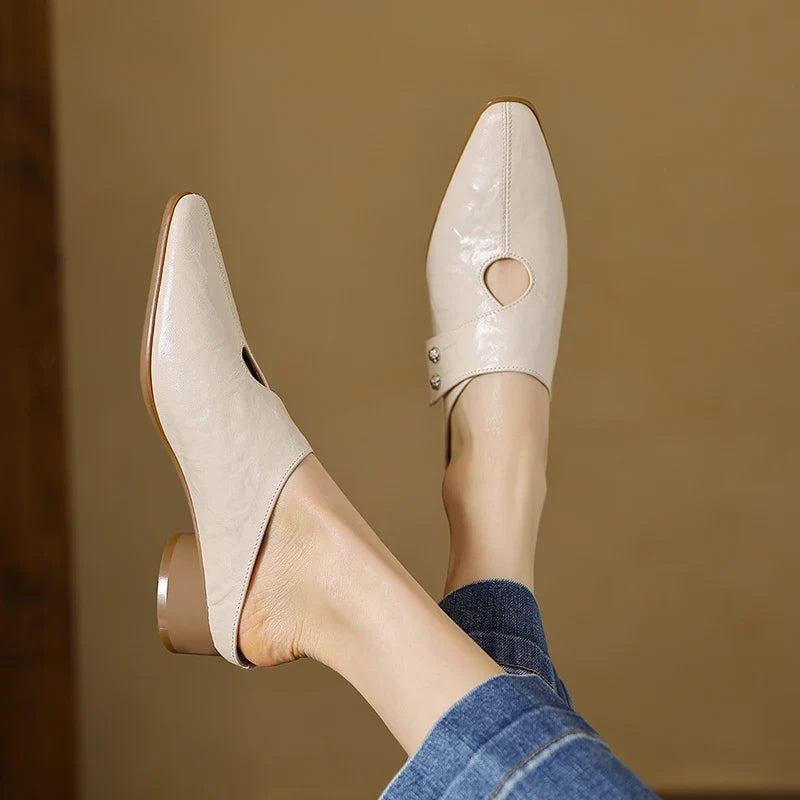 Women's Leather Pointed Toe Mules – Olga