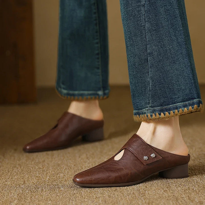 Women's Leather Pointed Toe Mules – Olga