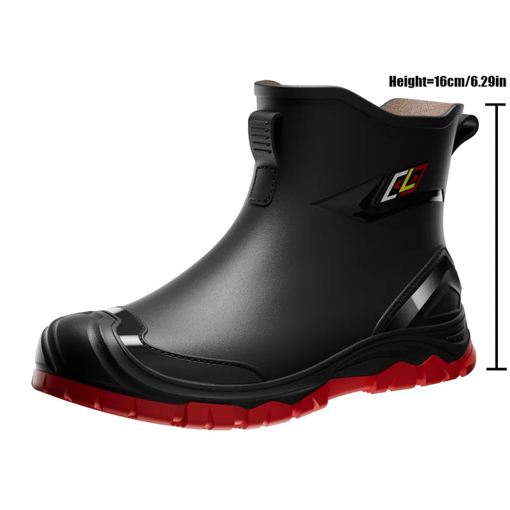 Men's Red Waterproof Rubber Work Boots - Galvane