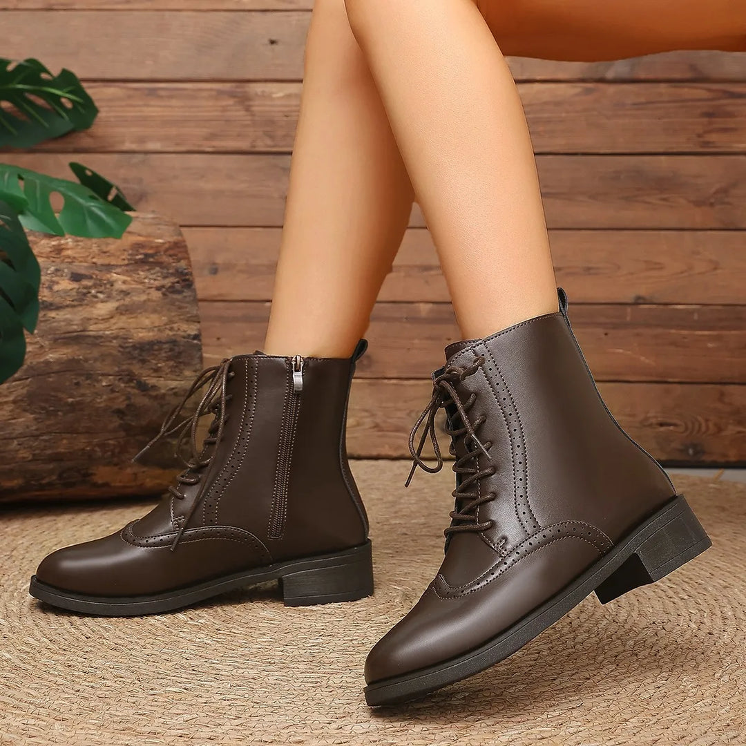 Women's Leather Lace-Up Ankle Boots – Norvienne