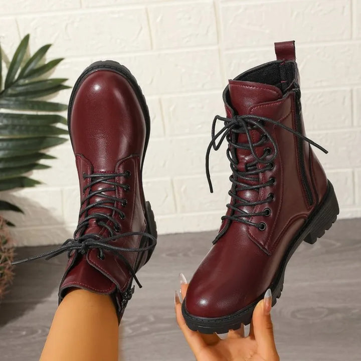 Women's Side-Lace Combat Ankle Boots – Vaurielle