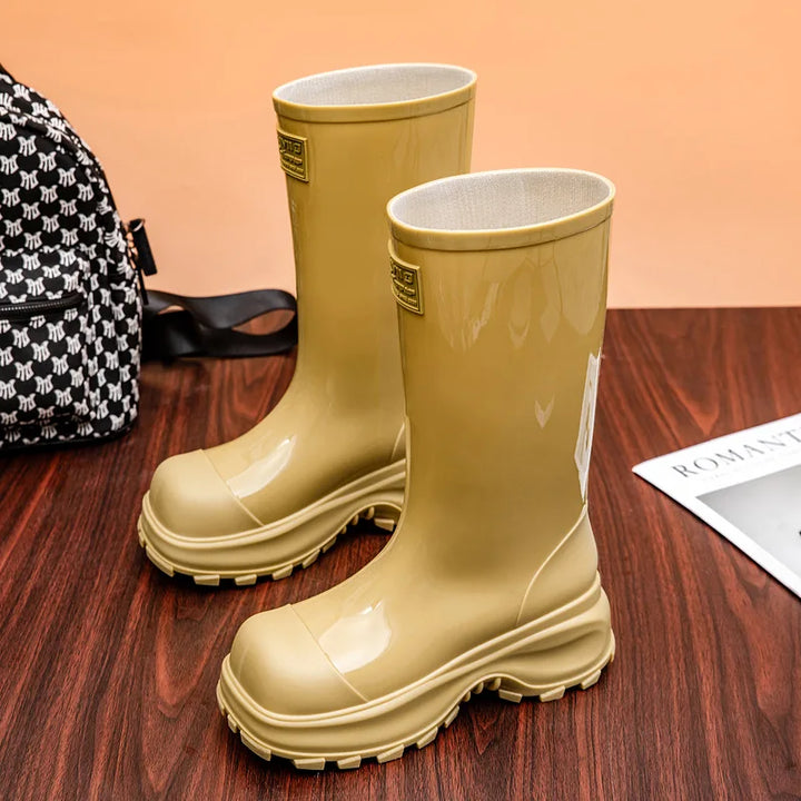 Women's Chunky Platform Rain Boots - Calienne