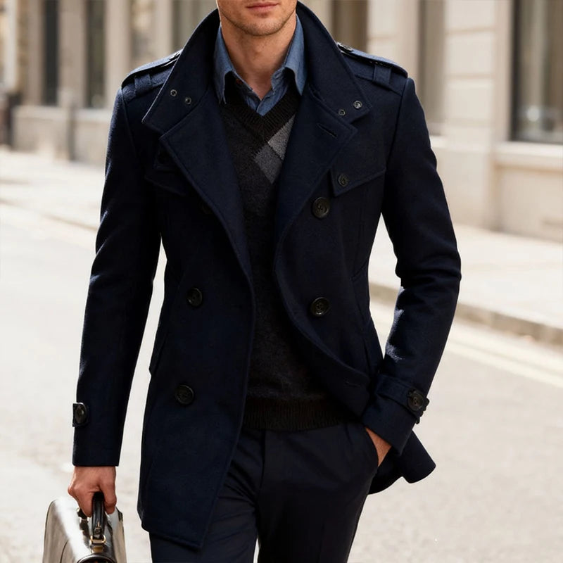 Men's Double Breasted Wool Overcoat – Percival