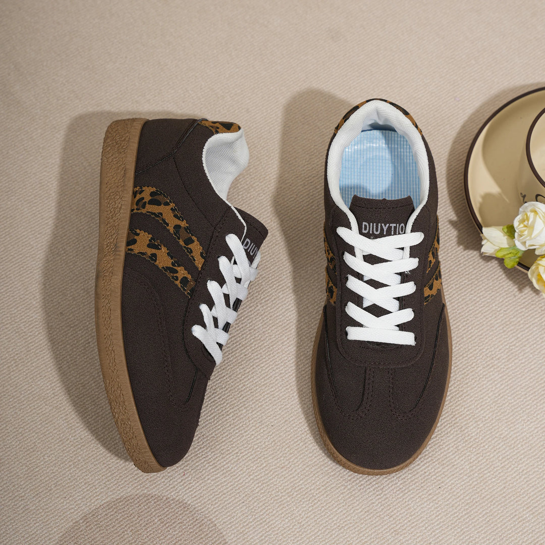 Women's Leopard Stripe Suede-Look Trainers – Harriet