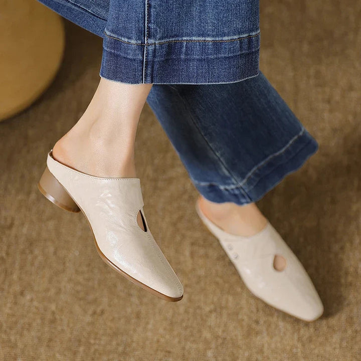 Women's Leather Pointed Toe Mules – Olga