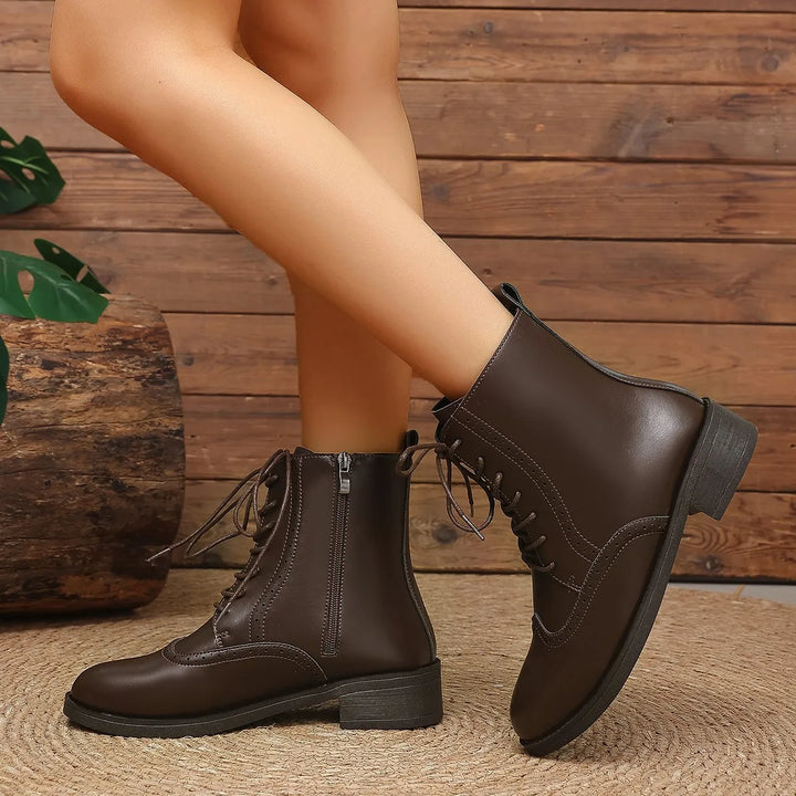 Women's Leather Lace-Up Ankle Boots – Norvienne