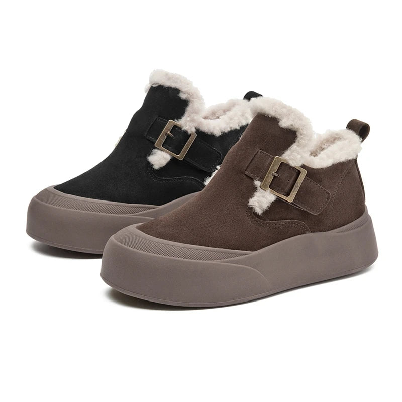 Women's Leather Fleece-Lined Snow Boots – Chapelane