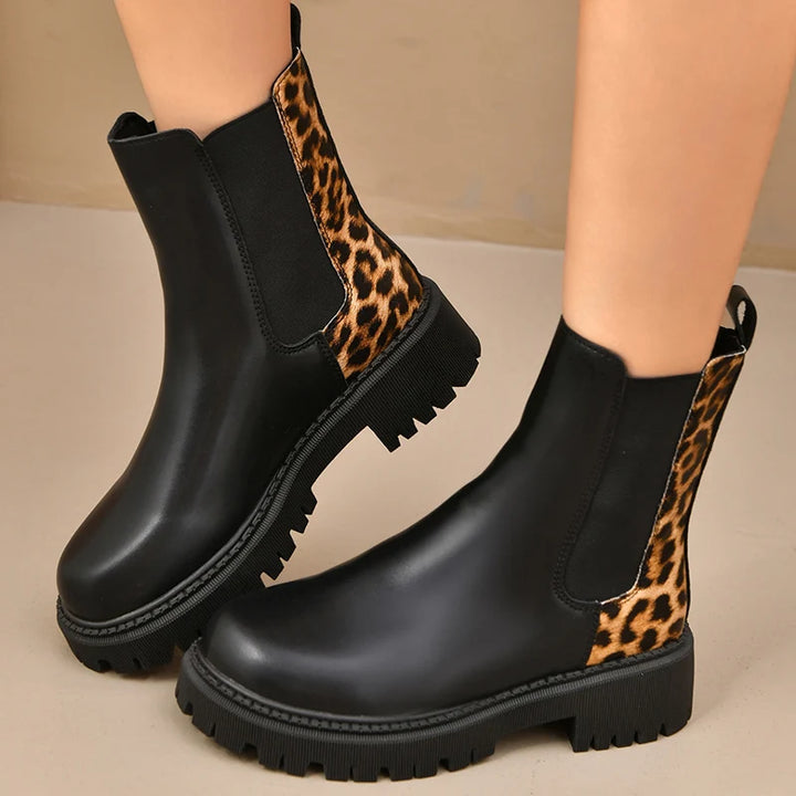 Women's Leopard Print Platform Chelsea Boots – Arabella