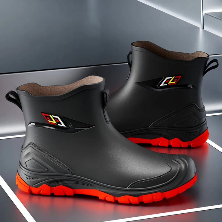 Men's Red Waterproof Rubber Work Boots - Galvane