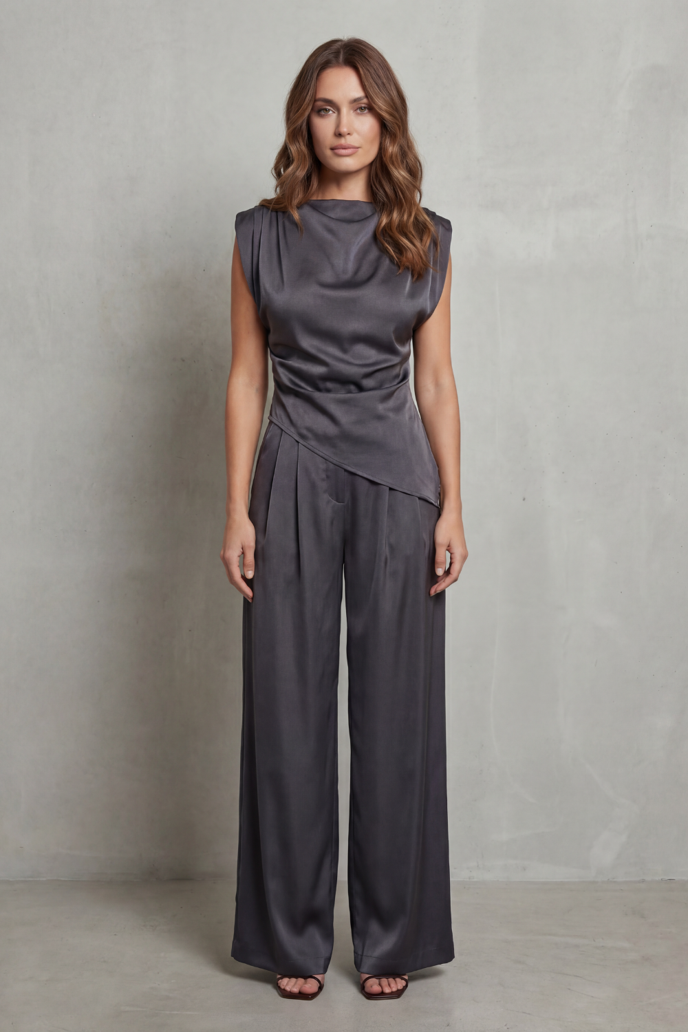 Women's Draped Top and Wide Leg Trouser Co-ord Set - Cherielle
