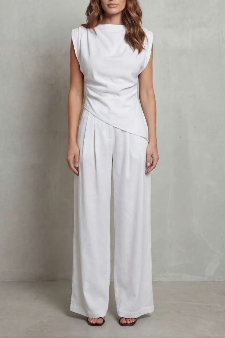 Women's Draped Top and Wide Leg Trouser Co-ord Set - Cherielle
