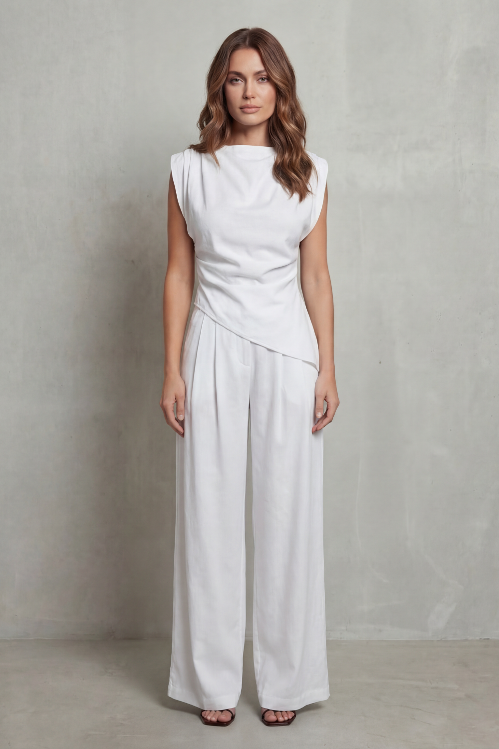 Women's Draped Top and Wide Leg Trouser Co-ord Set - Cherielle