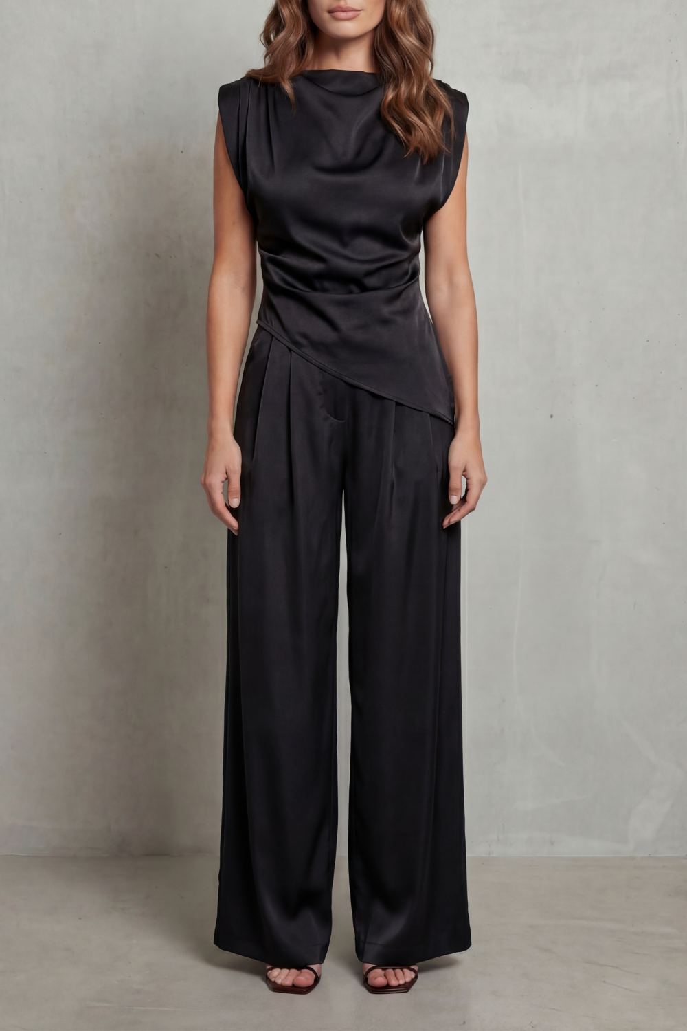 Women's Draped Top and Wide Leg Trouser Co-ord Set - Cherielle