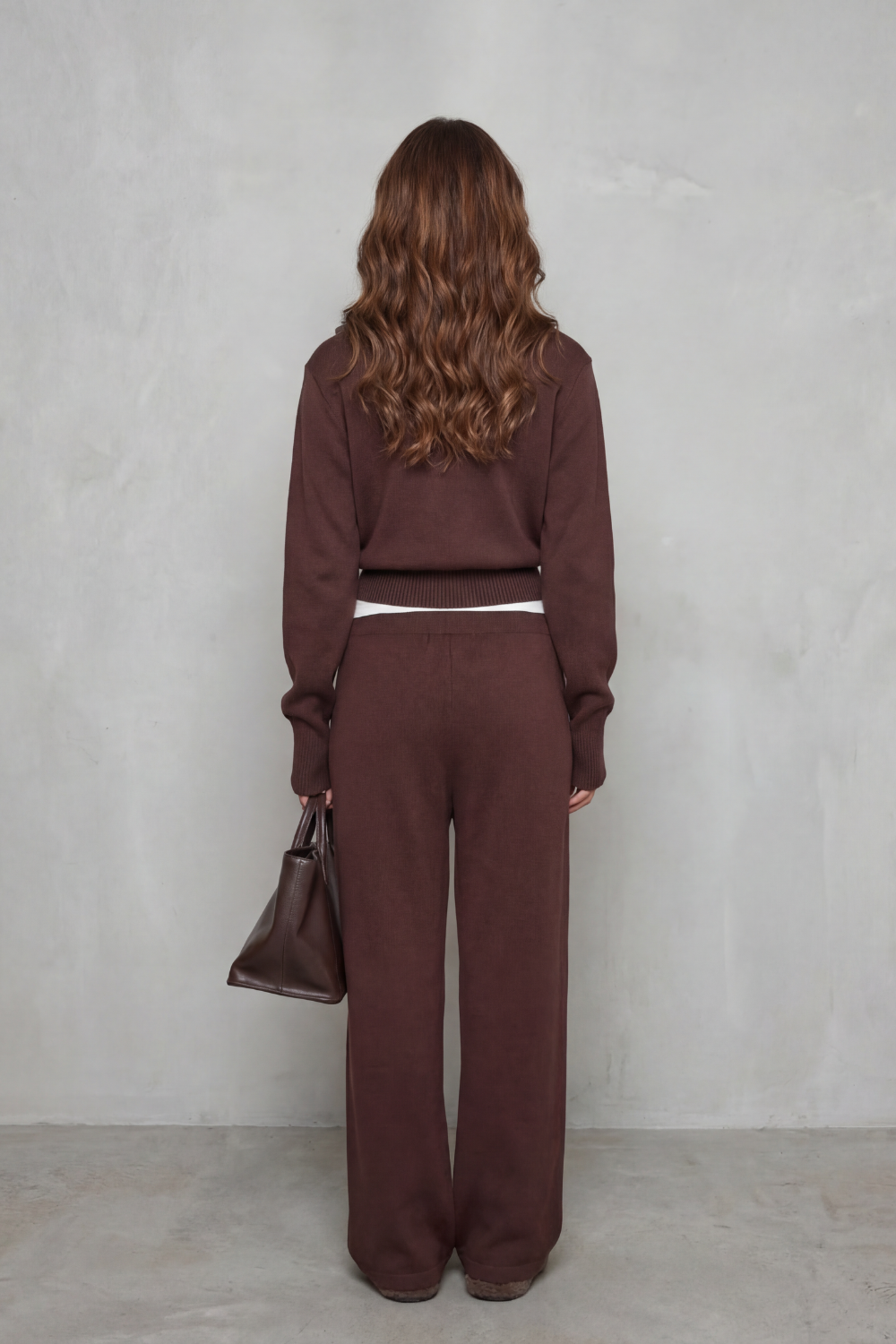 Women's Knit Zip-Up Cardigan and Trouser Lounge Set - Domiselle