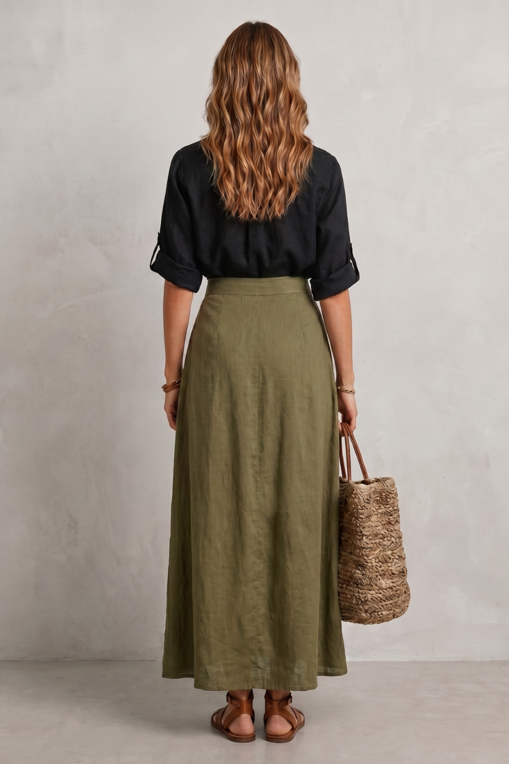 Women's Tie Waist Top and Maxi Skirt Co-ord Set - Aurvienne