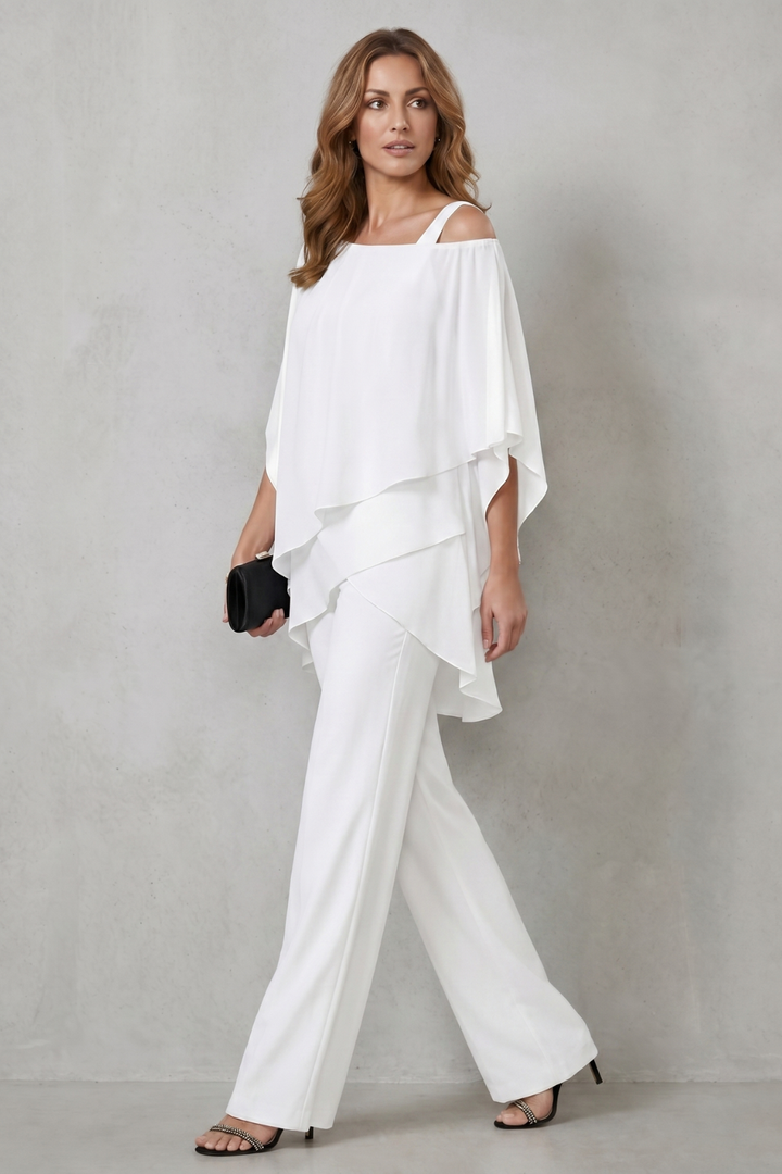 Women's Draped Asymmetric Top and Trouser Co-ord Set - Aurisse