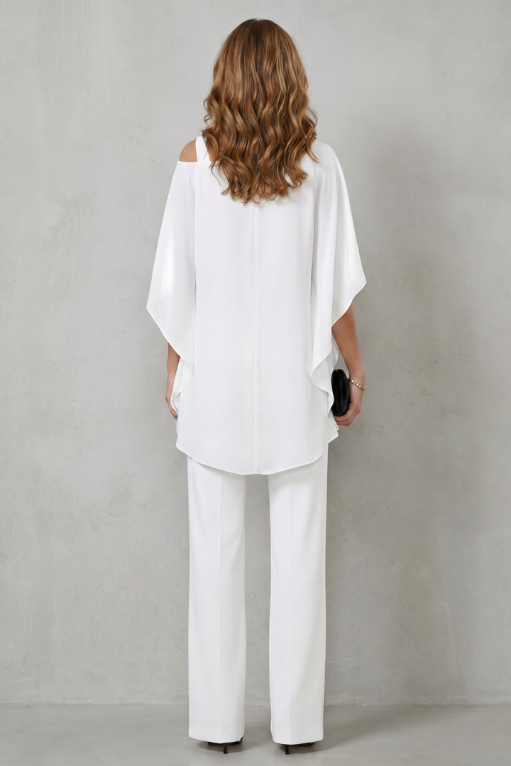 Women's Draped Asymmetric Top and Trouser Co-ord Set - Aurisse