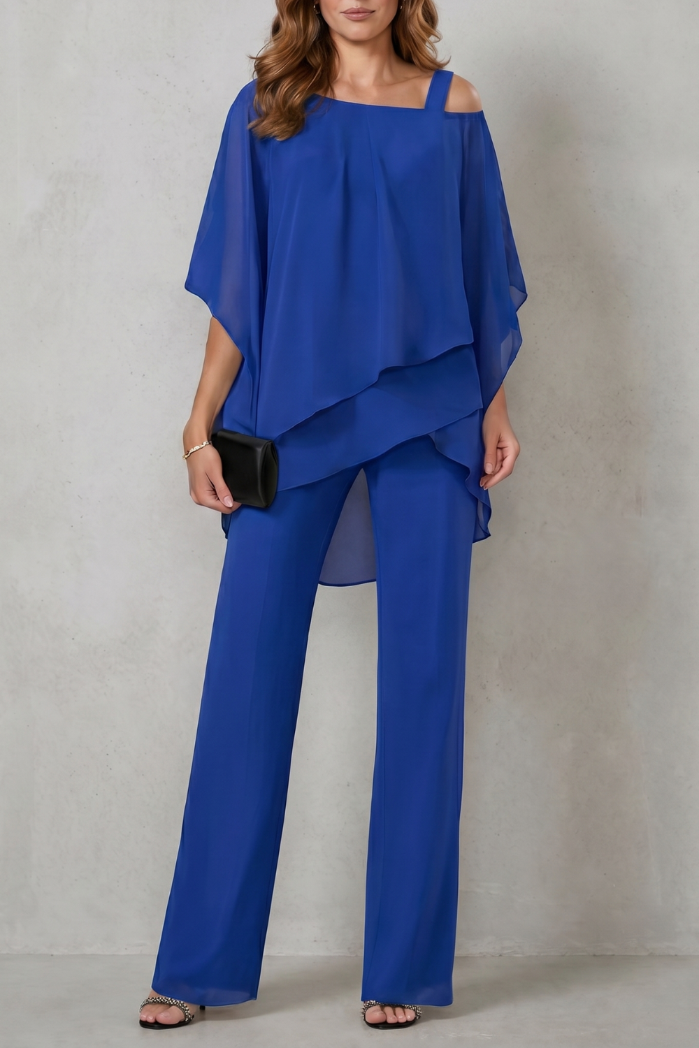 Women's Draped Asymmetric Top and Trouser Co-ord Set - Aurisse