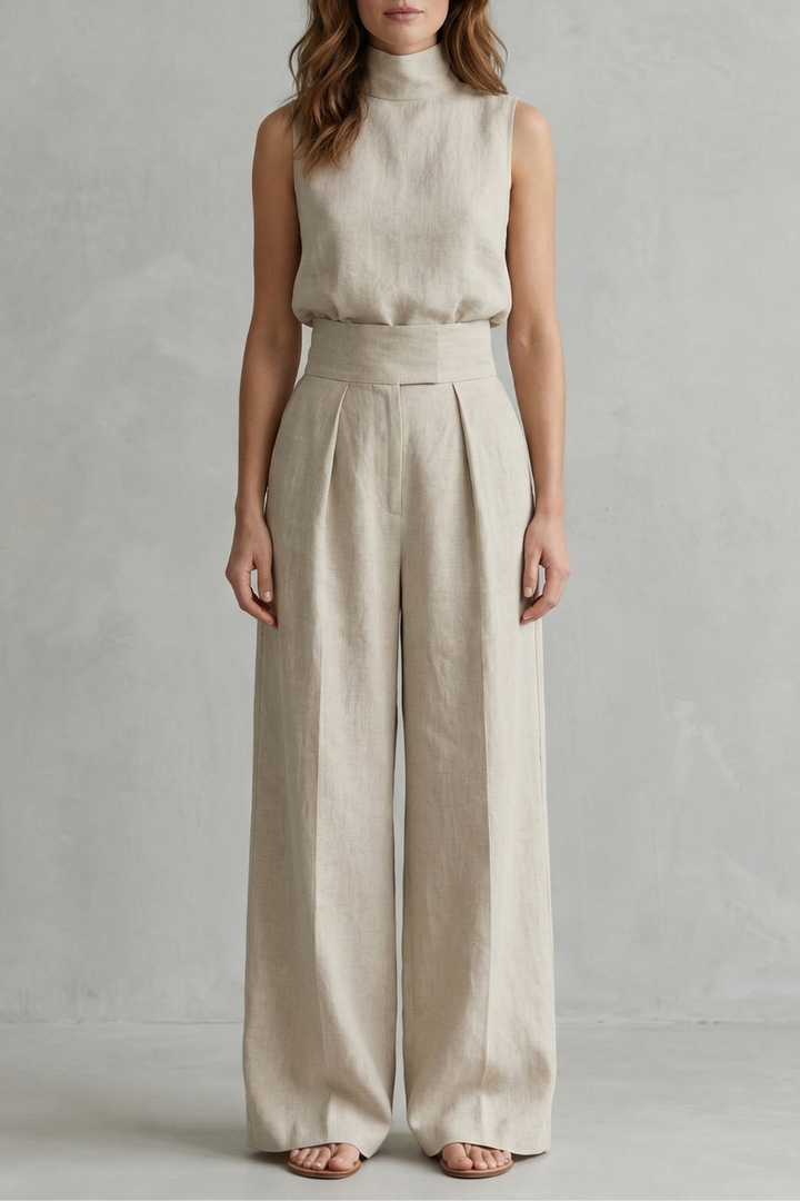 Women's Sleeveless Top and Wide Leg Trouser Co-ord Set - Arvienne