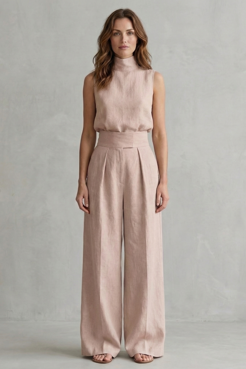 Women's Sleeveless Top and Wide Leg Trouser Co-ord Set - Arvienne