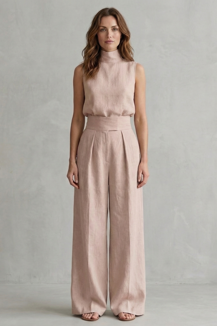 Women's Sleeveless Top and Wide Leg Trouser Co-ord Set - Arvienne