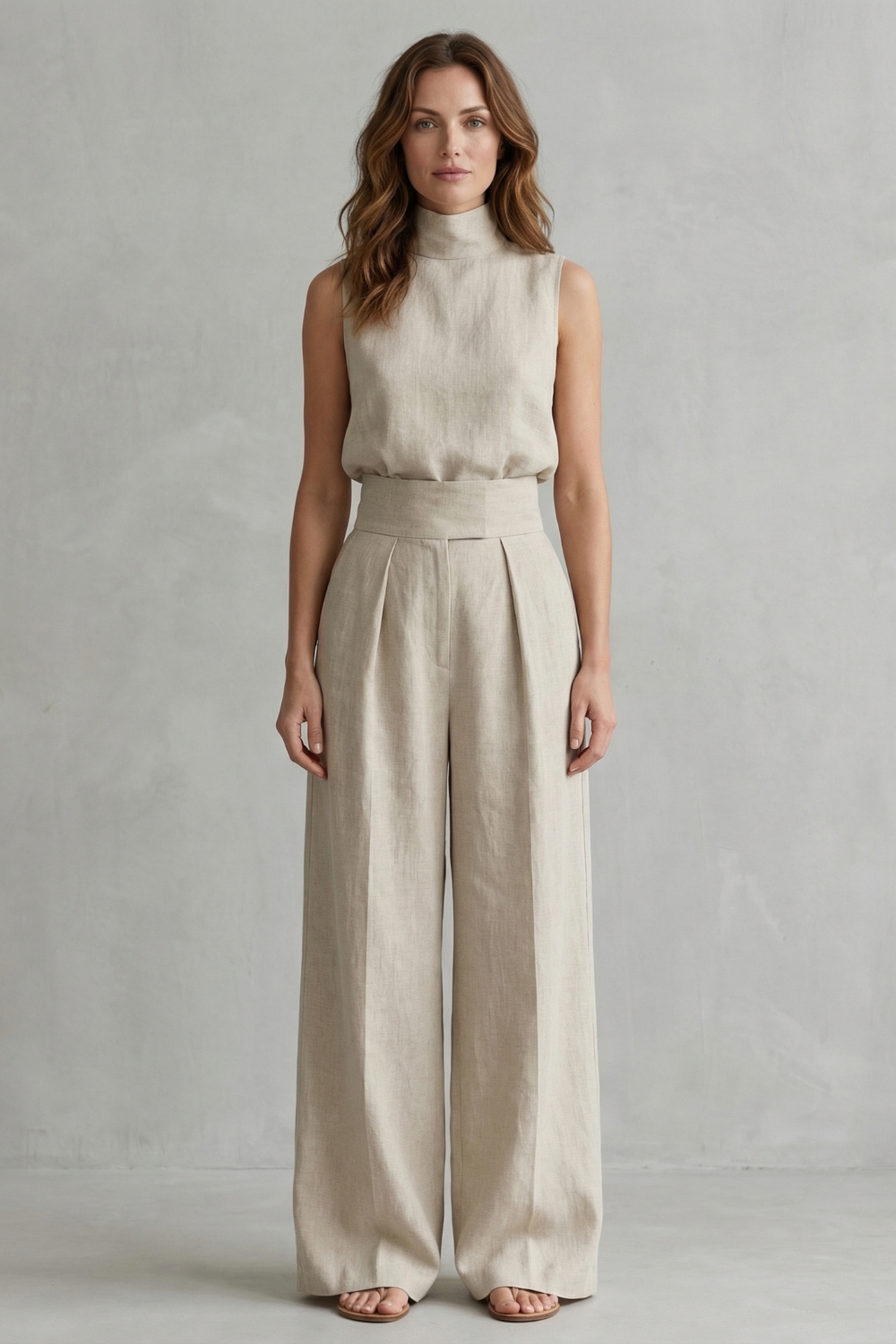 Women's Sleeveless Top and Wide Leg Trouser Co-ord Set - Arvienne