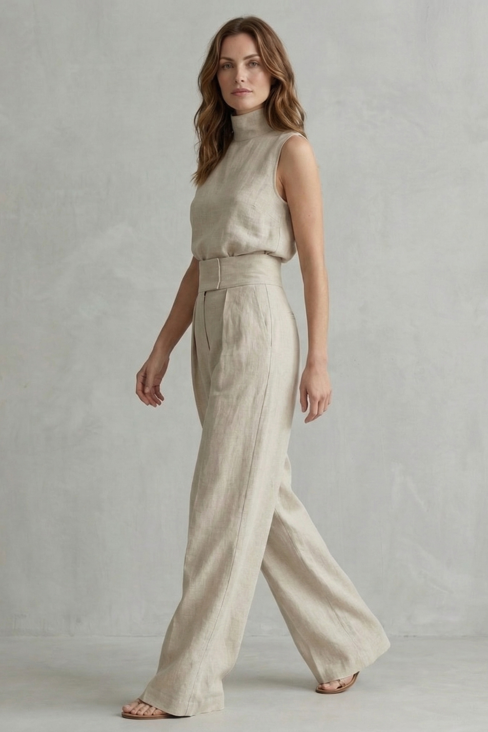 Women's Sleeveless Top and Wide Leg Trouser Co-ord Set - Arvienne