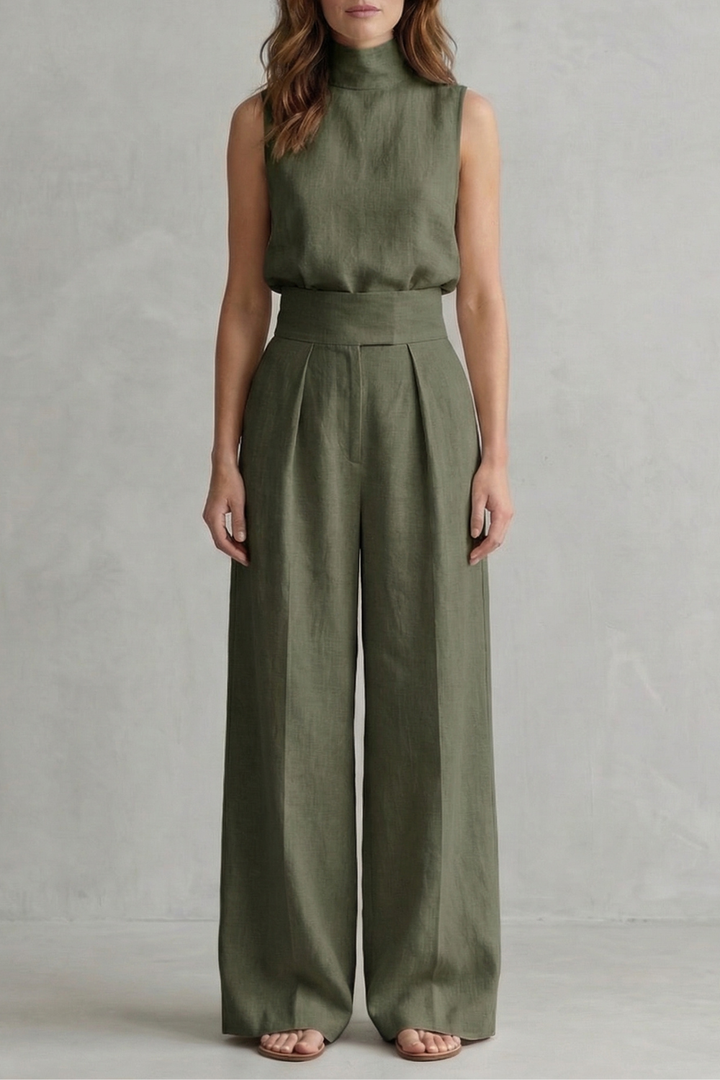 Women's Sleeveless Top and Wide Leg Trouser Co-ord Set - Arvienne