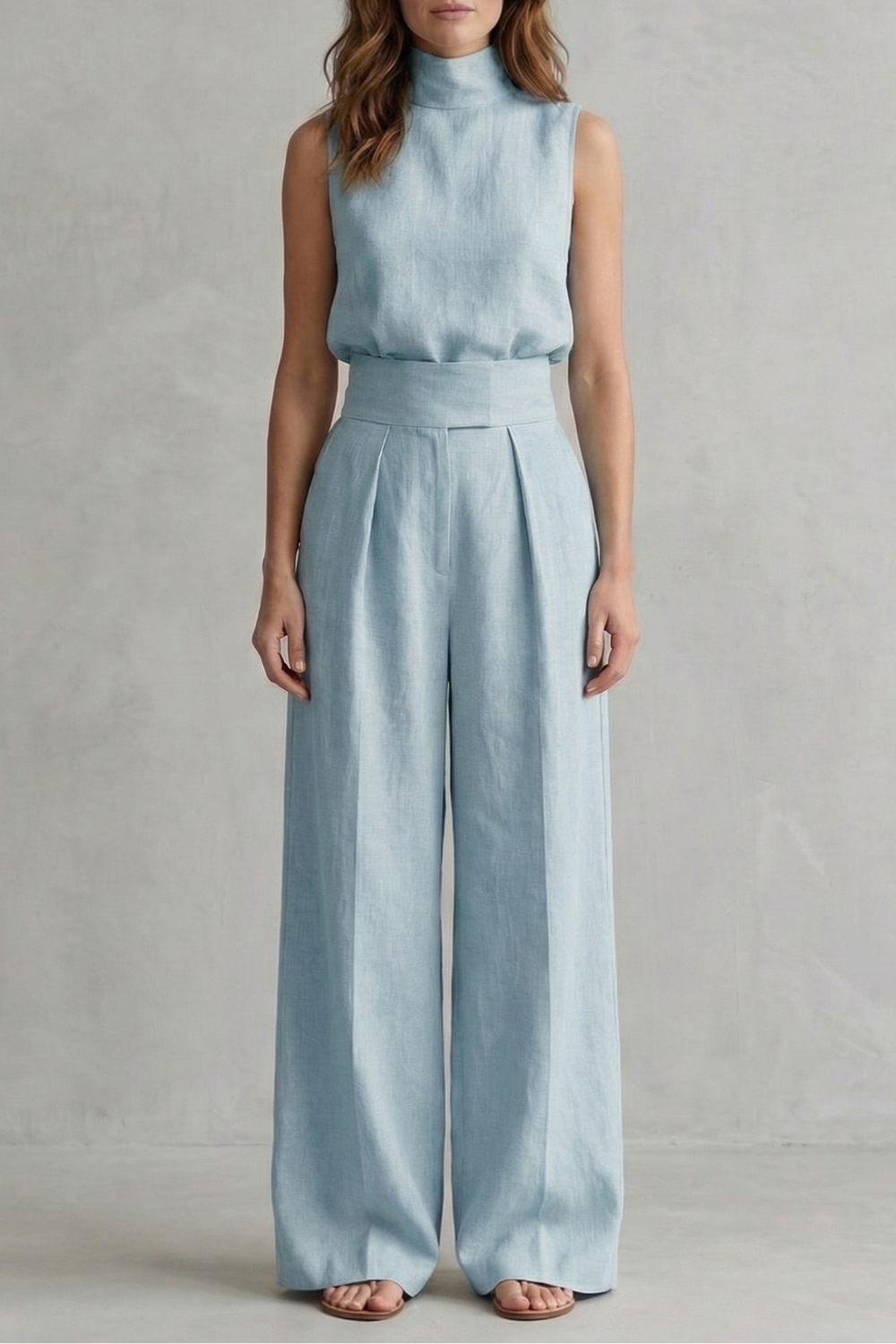 Women's Sleeveless Top and Wide Leg Trouser Co-ord Set - Arvienne