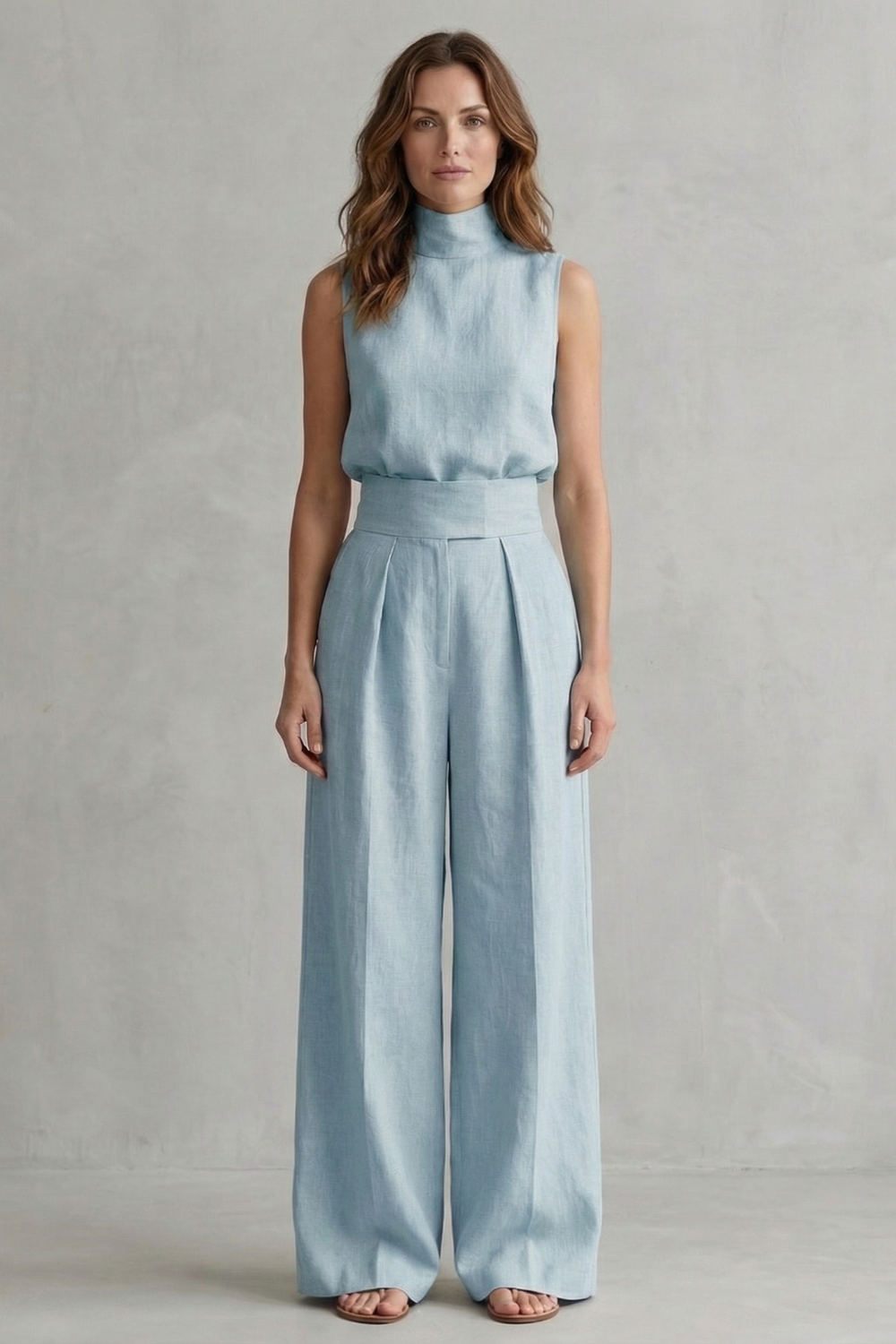 Women's Sleeveless Top and Wide Leg Trouser Co-ord Set - Arvienne