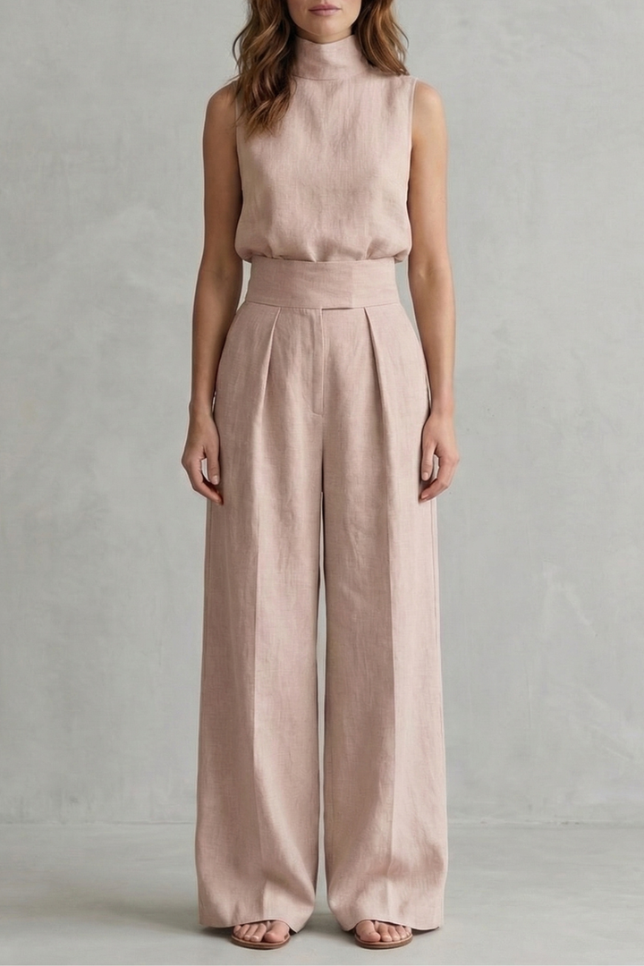 Women's Sleeveless Top and Wide Leg Trouser Co-ord Set - Arvienne