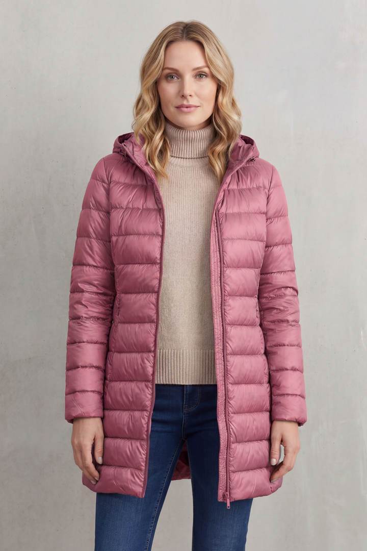 Women's Ultra-Lightweight Hooded Down Jacket for Cozy Warmth – Perpetua